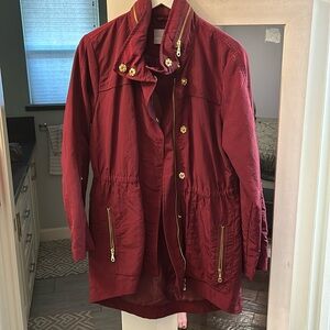 Burgendy trench rain jacket